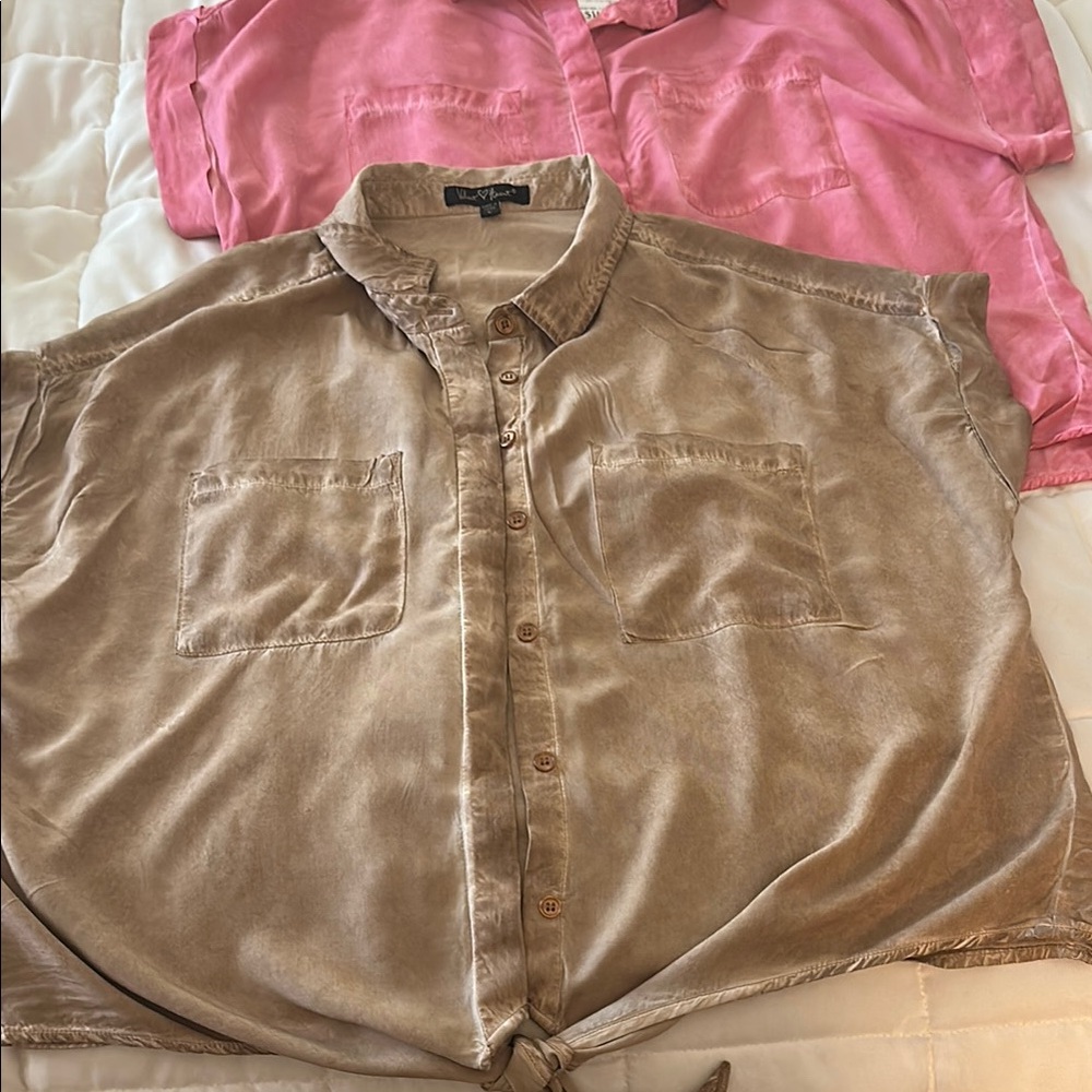 Tan Casual Button Down Shirt with Soft Silky Finish